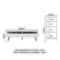 Rack para Tv até 65 Polegadas com Estante Escada Branco - 3