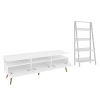 Rack para Tv até 65 Polegadas com Estante Escada Branco - 6
