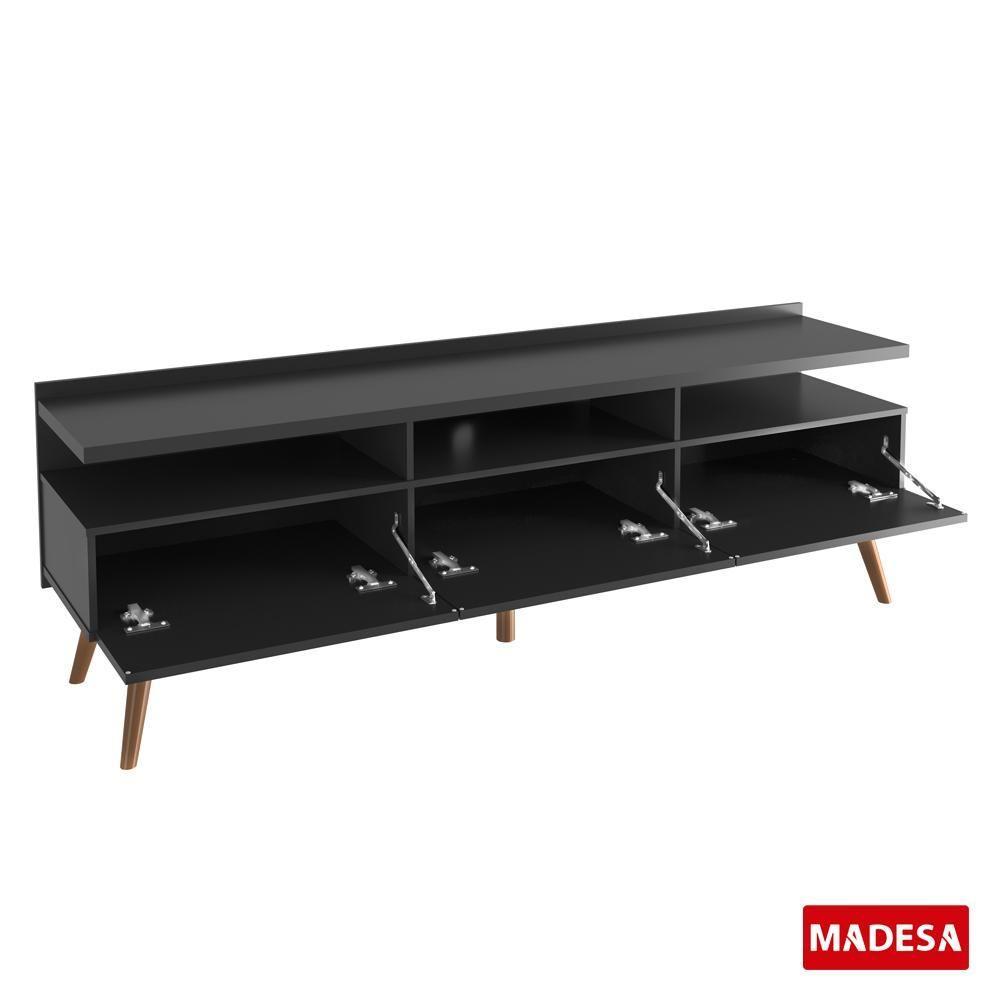 Rack para TV Londres com Pés Retrô Preto Madesa - 3