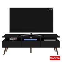Rack para TV Londres com Pés Retrô Preto Madesa - 11