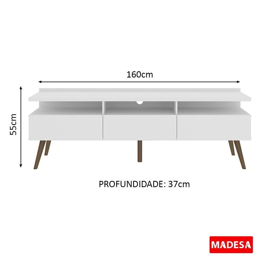 Rack para TV Londres com Pés Retrô Branco Madesa - 6