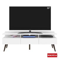 Rack para TV Londres com Pés Retrô Branco Madesa