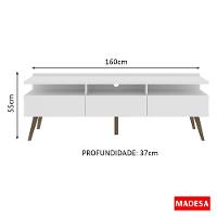 Rack para TV Londres com Pés Retrô Branco Madesa - 6
