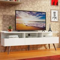 Rack para TV até 65" Madri com Pés de Madeira Branco Madesa - 1