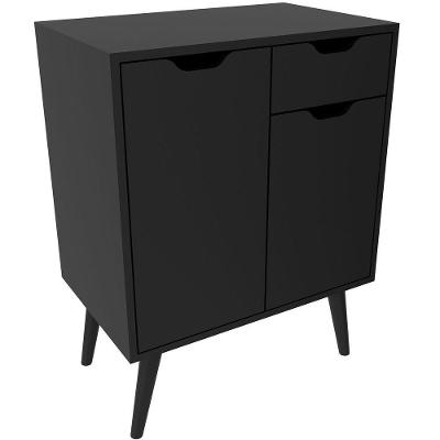 Gabinete Para Banheiro 60 Cm 2 Portas 1 Gaveta Meire Preto