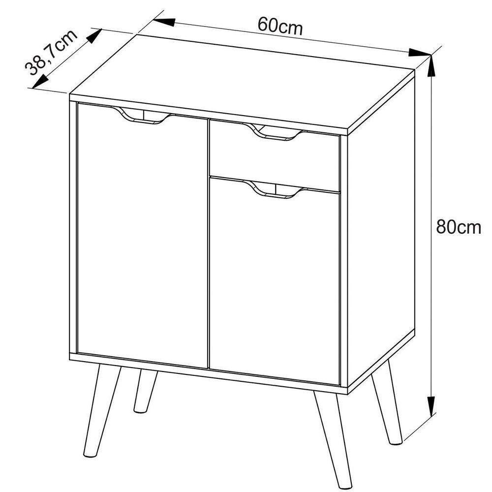 Gabinete Para Banheiro 60 Cm 2 Portas Com Cuba Meire Amêndoa - 9