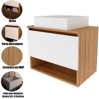 Gabinete De Banheiro 60 Cm 1 Porta Com Cuba Valente Amêndoa/branco - 2