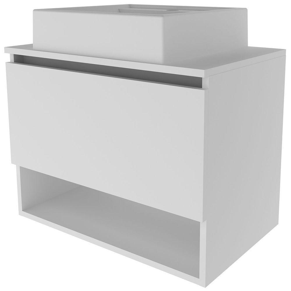 Gabinete De Banheiro 60 Cm 1 Porta Com Cuba Valente Branco - 1