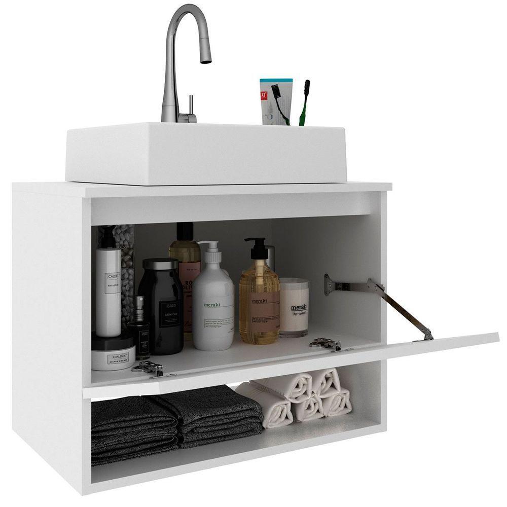 Gabinete De Banheiro 60 Cm 1 Porta Com Cuba Valente Branco - 3