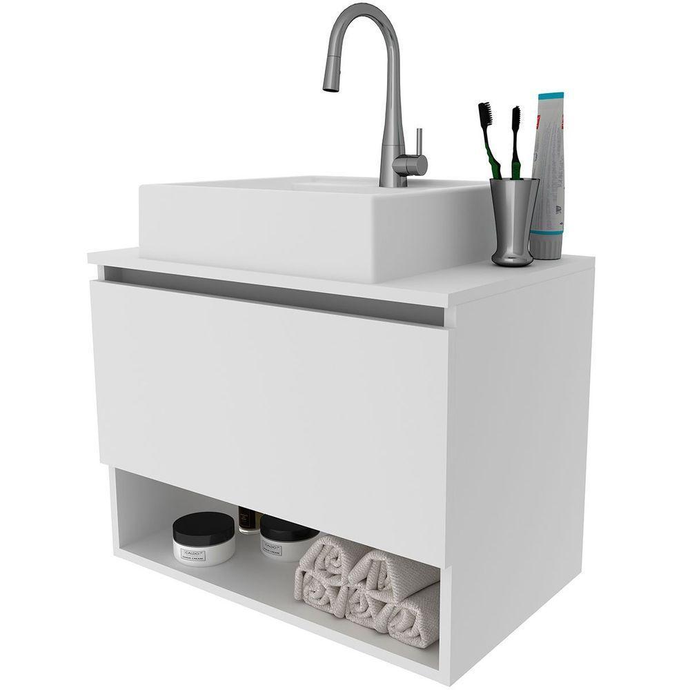 Gabinete De Banheiro 60 Cm 1 Porta Com Cuba Valente Branco - 7