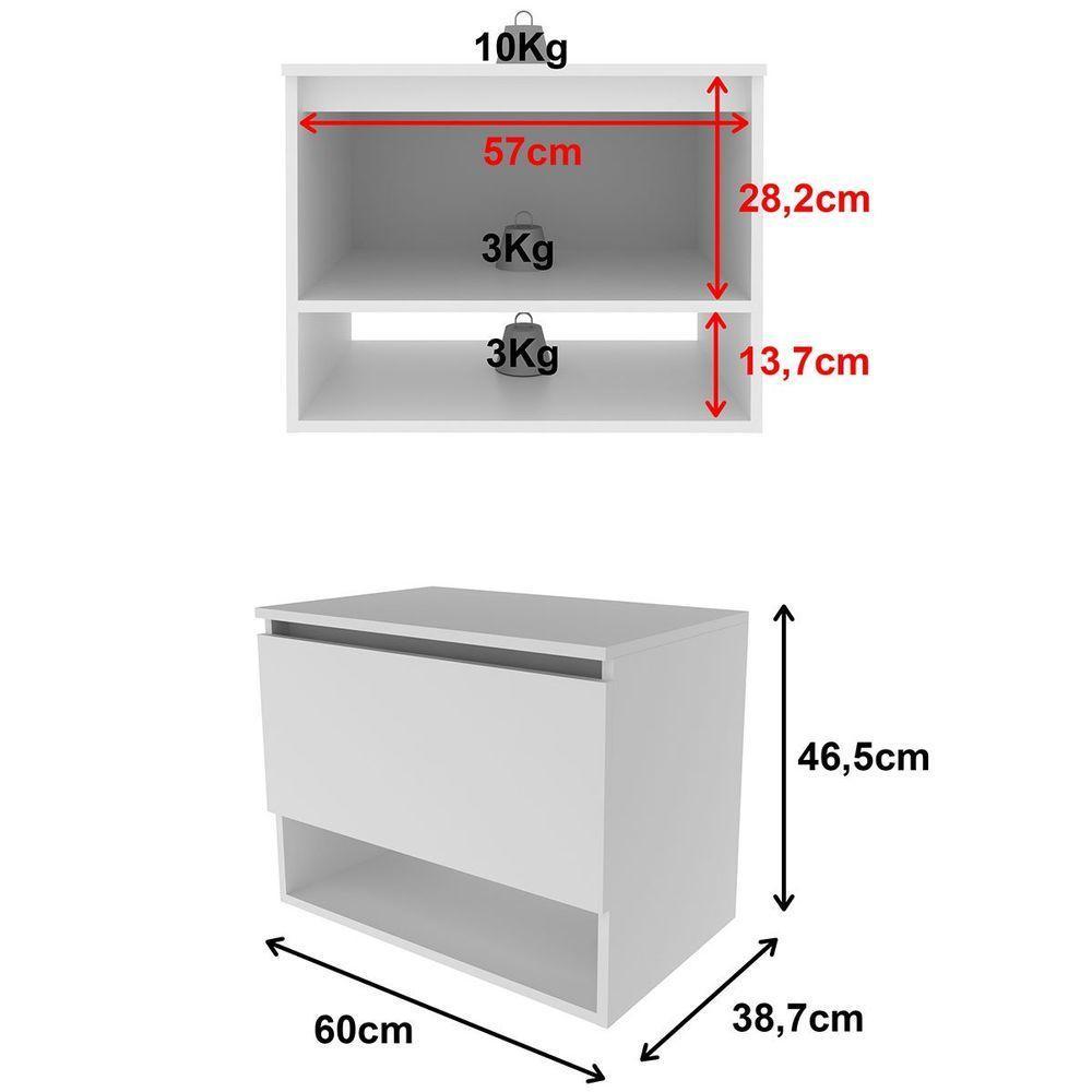 Gabinete De Banheiro 60 Cm 1 Porta Com Cuba Valente Branco - 8