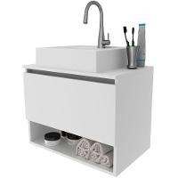 Gabinete De Banheiro 60 Cm 1 Porta Com Cuba Valente Branco - 7