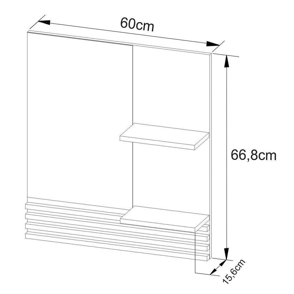 Espelheira Para Banheiro 60 Cm 2 Prateleiras Sâmia Amêndoa - 3