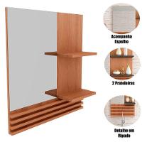 Espelheira Para Banheiro 60 Cm 2 Prateleiras Sâmia Amêndoa - 2