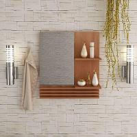 Espelheira Para Banheiro 60 Cm 2 Prateleiras Sâmia Amêndoa - 5