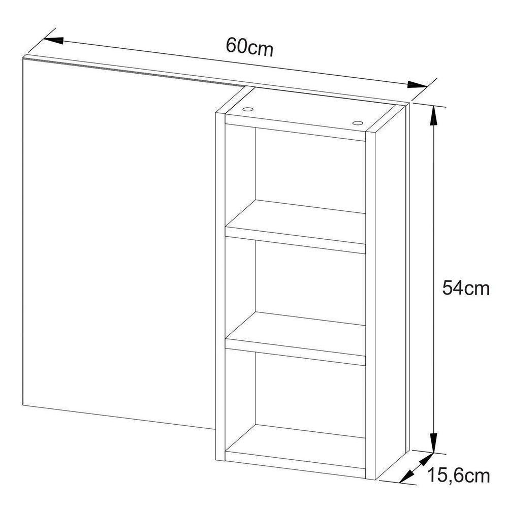 Espelheira Para Banheiro 60 Cm 3 Nichos Valente Amêndoa - 3