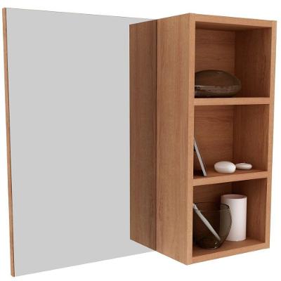Espelheira Para Banheiro 60 Cm 3 Nichos Valente Amêndoa