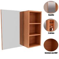 Espelheira Para Banheiro 60 Cm 3 Nichos Valente Amêndoa - 2