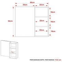 Espelheira Para Banheiro 60 Cm 3 Nichos Valente Amêndoa - 5