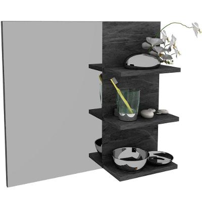 Espelheira Para Banheiro 60 Cm 3 Prateleiras Romana Mármore Lunar