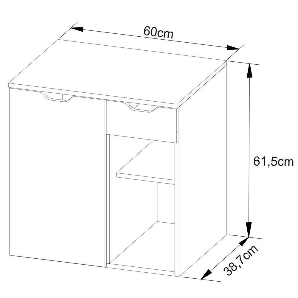 Gabinete De Banheiro 60 Cm 1 Porta Com Cuba Romana Branco - 4