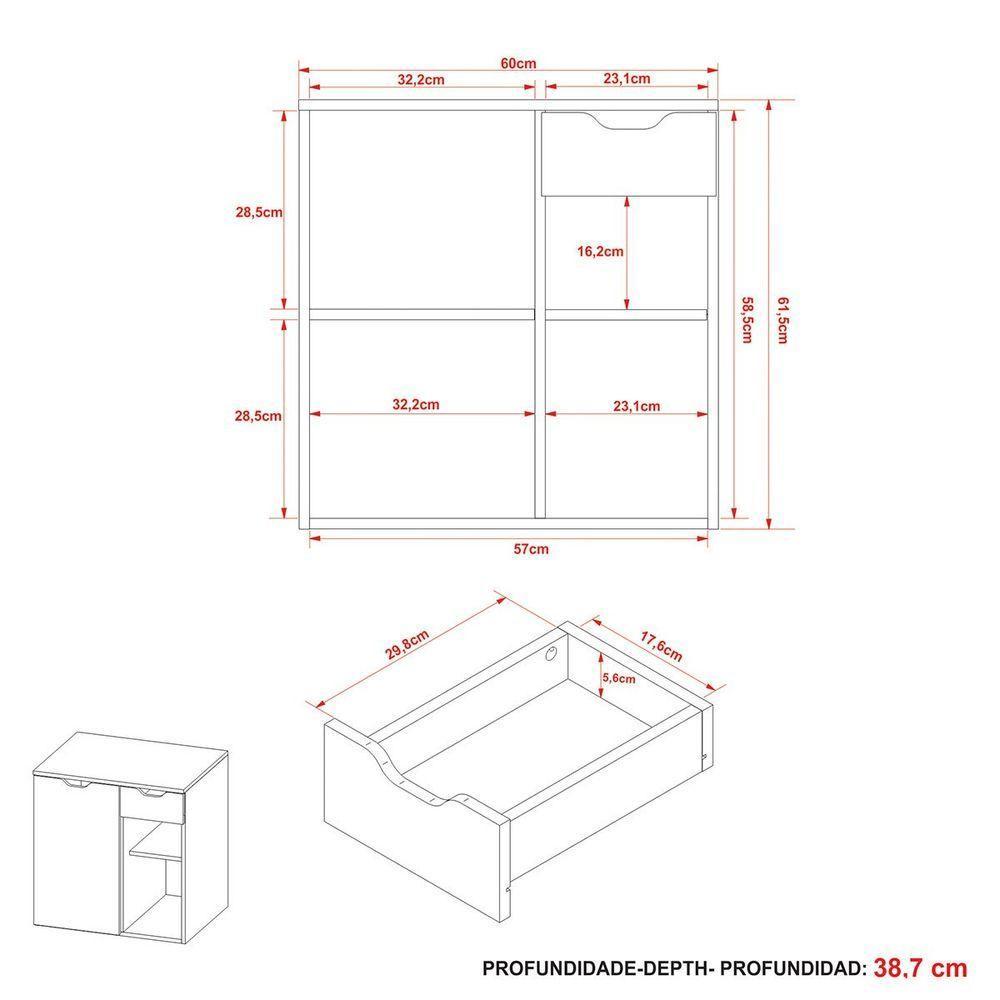 Gabinete De Banheiro 60 Cm 1 Porta Com Cuba Romana Branco - 8