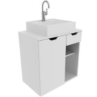Gabinete De Banheiro 60 Cm 1 Porta Com Cuba Romana Branco - 7