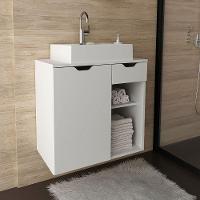 Gabinete De Banheiro 60 Cm 1 Porta Com Cuba Romana Branco - 9