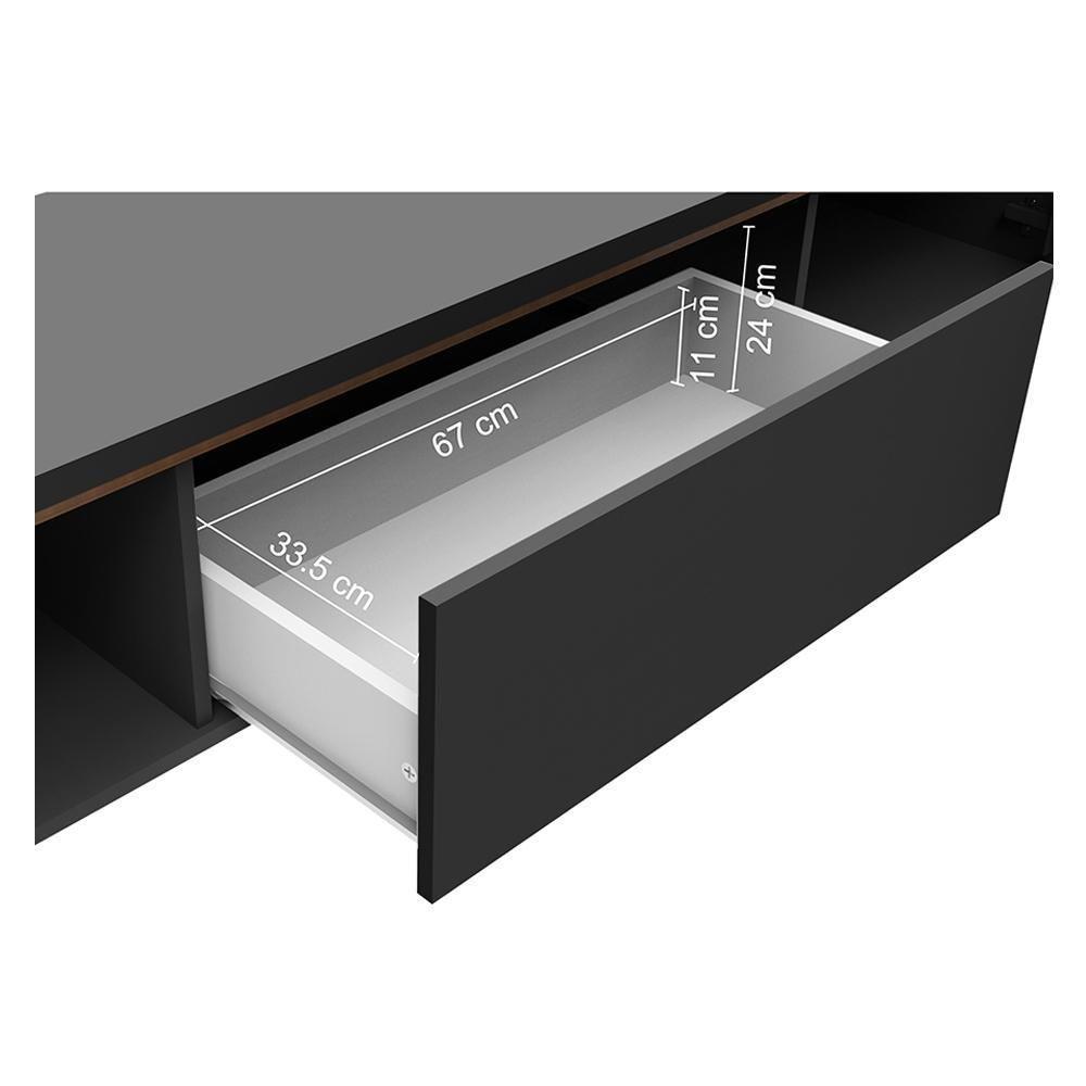 Rack Para TV Até 75 Polegadas Madesa Reims 2 Portas 1 Gaveta Preto Texturizado - 6
