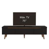Rack Para TV Até 75 Polegadas Madesa Reims 2 Portas 1 Gaveta Preto Texturizado - 8