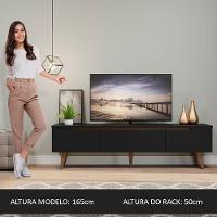 Rack Para TV Até 75 Polegadas Madesa Reims 2 Portas 1 Gaveta Preto Texturizado - 10