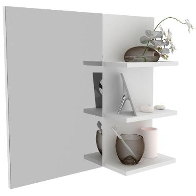 Espelheira Para Banheiro 60 Cm 3 Prateleiras Romana Branco
