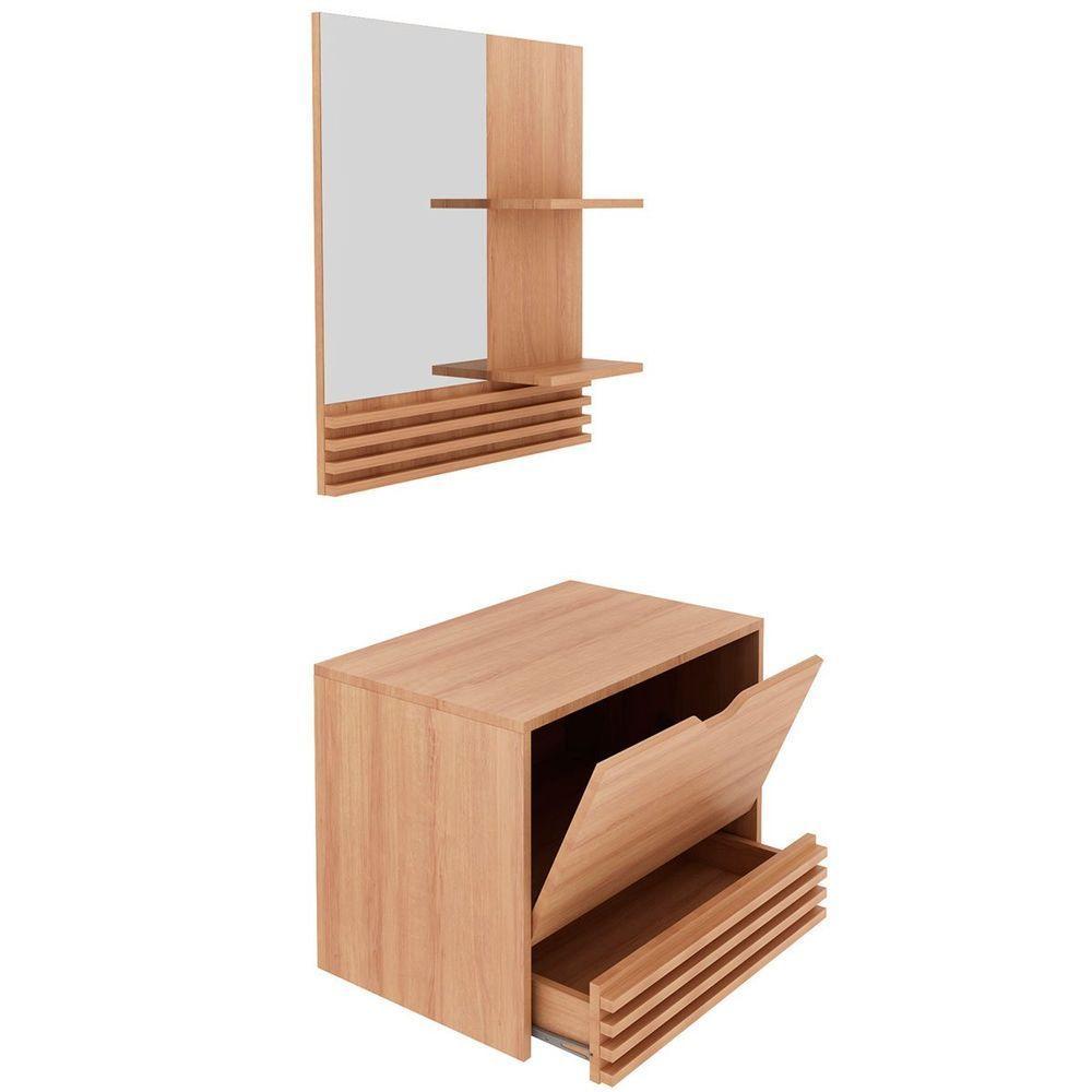 Kit Gabinete E Espelheira De Banheiro 60 Cm Com Cuba Sâmia Amêndoa - 3