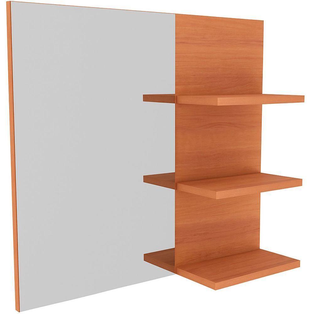 Espelheira Para Banheiro 60 Cm 3 Prateleiras Romana Amêndoa - 2