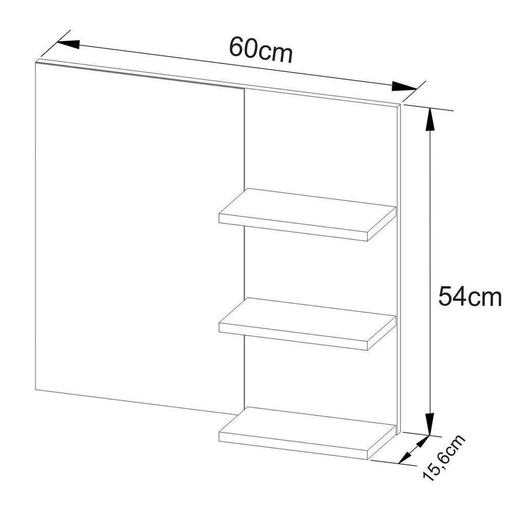 Espelheira Para Banheiro 60 Cm 3 Prateleiras Romana Amêndoa - 5