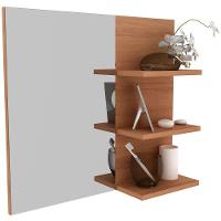 Espelheira Para Banheiro 60 Cm 3 Prateleiras Romana Amêndoa - 1