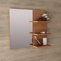 Espelheira Para Banheiro 60 Cm 3 Prateleiras Romana Amêndoa - 3
