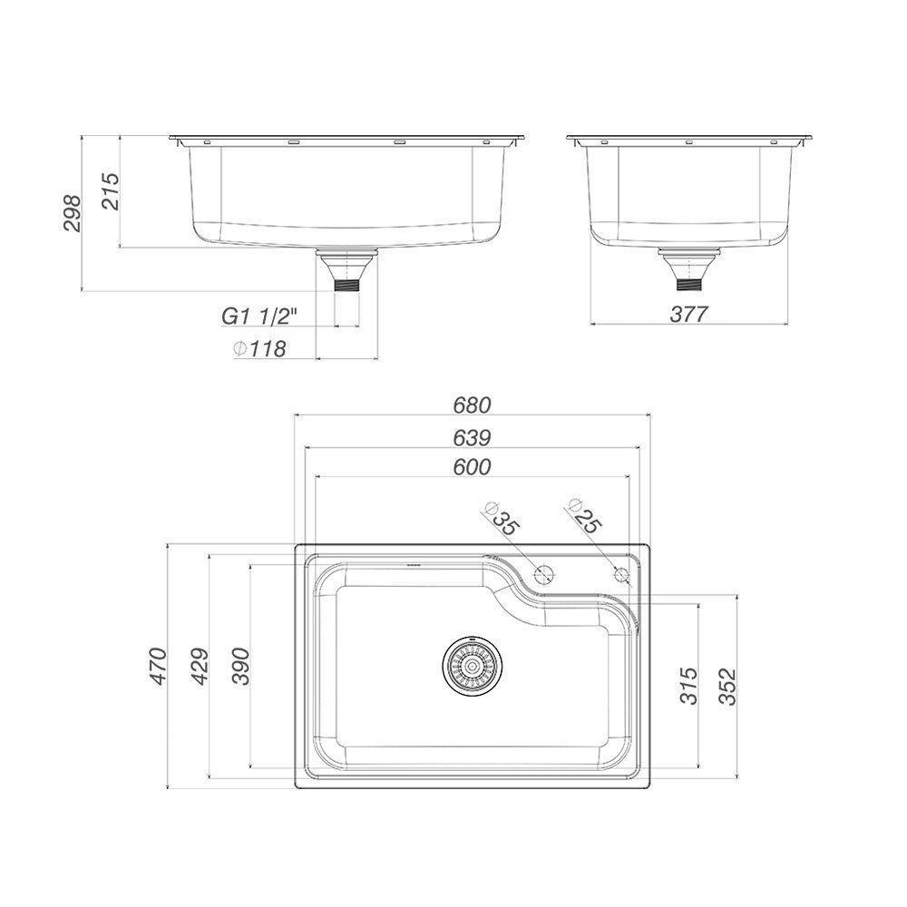 Cuba Deca Facile 60x40 Cc.660.60.dk.inx Com Deck Inox Escovado Inox - 3