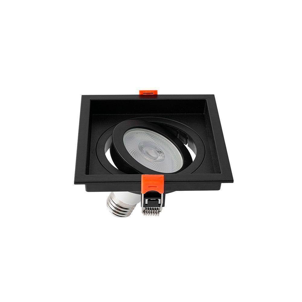 Spot De Embutir Recuado Nordecor Loyo Para 1 Lâmpada Par 20 E27 Quadrado Preto - 2