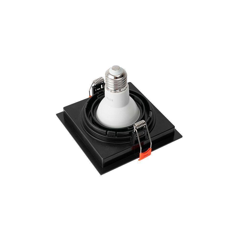Spot De Embutir Recuado Nordecor Loyo Para 1 Lâmpada Par 20 E27 Quadrado Preto - 3