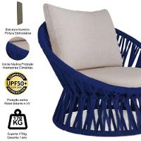 2 Poltrona Área Externa Monza Alumínio Pintura Corda Náutica Azul Marinho - 3