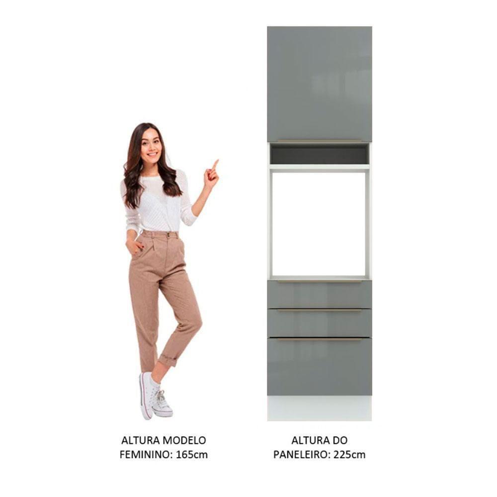 Torre Quente Madesa Lux 60cm 1 Porta 3 Gavetas Branco Cinza - 5