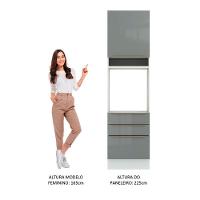 Torre Quente Madesa Lux 60cm 1 Porta 3 Gavetas Branco Cinza - 5