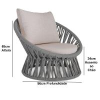 Poltrona Area Externa Monza Alumínio Pintura Corda Náutica Prata - 2