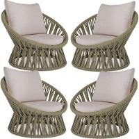 4 Poltrona Area Externa Monza Alumínio Pintura Corda Náutica Rami - 1