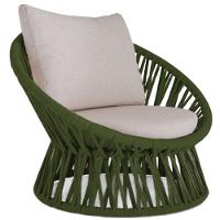 Poltrona Area Externa Monza Alumínio Pintura Corda Náutica Verde Musgo - 1