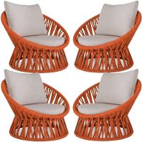 4 Poltrona Area Externa Monza Alumínio Pintura Corda Náutica Terra Cota - 1
