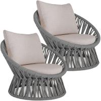 2 Poltrona Área Externa Monza Alumínio Pintura Corda Náutica Prata - 1