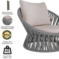 2 Poltrona Área Externa Monza Alumínio Pintura Corda Náutica Prata - 3