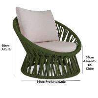 4 Poltrona Área Externa Monza Alumínio Pintura Corda Náutica Verde Musgo - 2